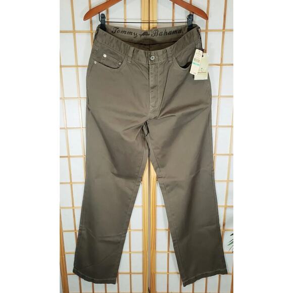 Tommy Bahama RN 86549 Long Pants Dark Pebble 100% Cotton Men's 34x34